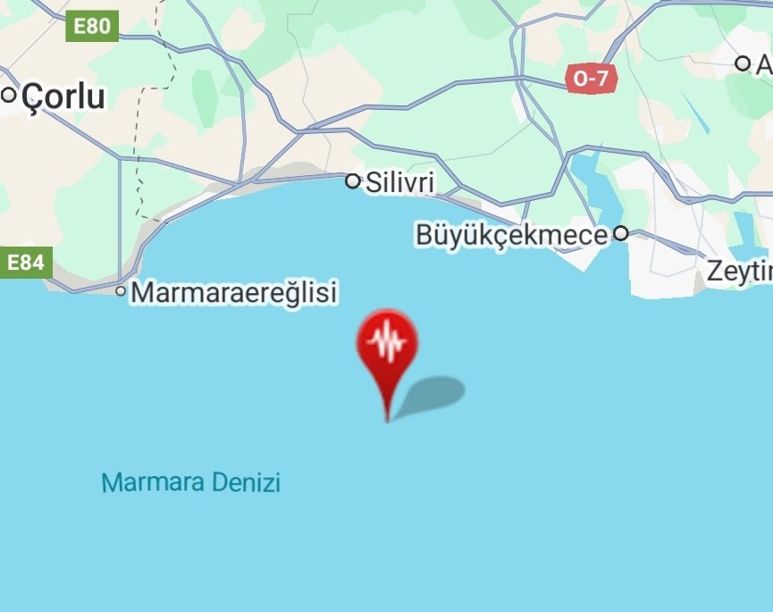 28/04/2025 - 04:24:11'de #Marmara Denizi, (#İstanbul) yakınında 3.3 büyüklüğünde bir #deprem meydana geldi.
