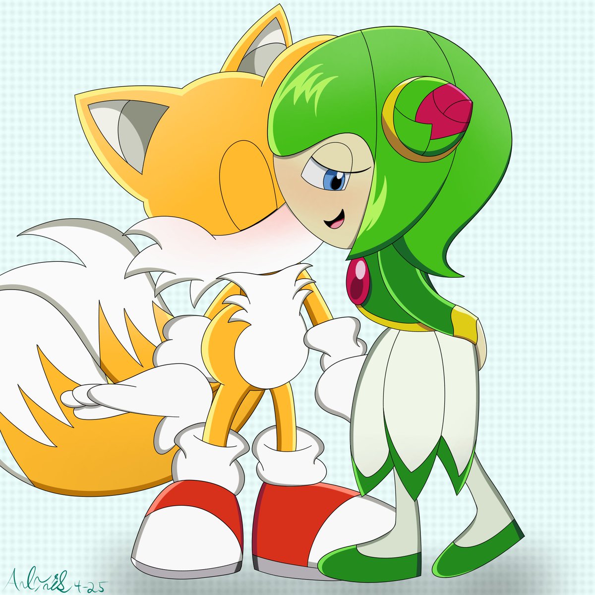 More Tailsmo food, coming up! This time, Tails worked up the courage to finally give his girlfriend Cosmo a kiss on the cheek! Blushes ensued. 

#tails #tailsthefox #cosmo #cosmotheseedrian #sonic #sonicx #sonicthehedgehog #savecosmo #taismo
