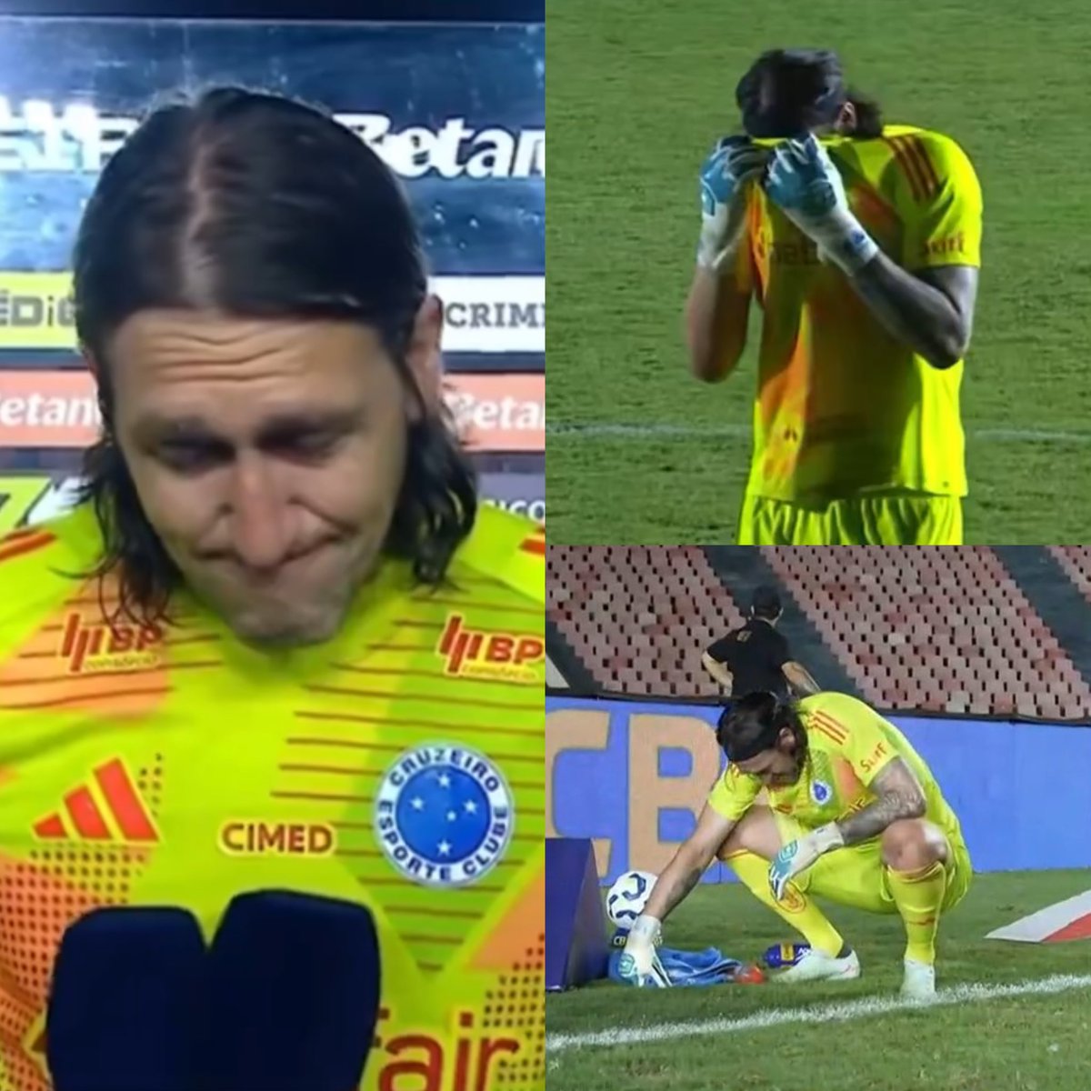 AtaqueFutbolero's tweet photo. 💔🇧🇷 Durante la semana, Cássio, arquero de Cruzeiro, fue fuertemente criticado por los propios hinchas y medios brasileños, post-derrota contra Palestino por la Copa Sudamericana. 

🔝 Hoy fue la figura del equipo vs. Vasco, su equipo ganó con valla invicta y él SE PUSO A LLORAR en soledad cuando terminó el partido. 

🗣️ La TV lo eligió como la figura y aprovechó para descargarse con un gran mensaje, a flor de piel, hablando sobre la crítica desmedida hacia el futbolista:

“Somos seres humanos, cometemos errores y acertamos. Vivimos en una época en la que la gente se preocupa más por criticarnos. A veces, no les preocupa ganar, sino HUMILLAR y FALTAR EL RESPETO. La humanidad se está enfermando.

La gente habla mucho de salarios. Dicen: ‘Los jugadores ganan mucho, ¿cómo pueden tener un problema?’. Si así fuera, nadie moriría ni se enfermaría entre la gente exitosa.

La crítica es parte del proceso, pero a veces va demasiado lejos. Como dije, a veces la gente quiere que algo salga mal para insultar, humillar y faltar al respeto a los demás, en lugar de esperar que las cosas salgan bien. No es sólo en el fútbol, ​​es en la vida”.