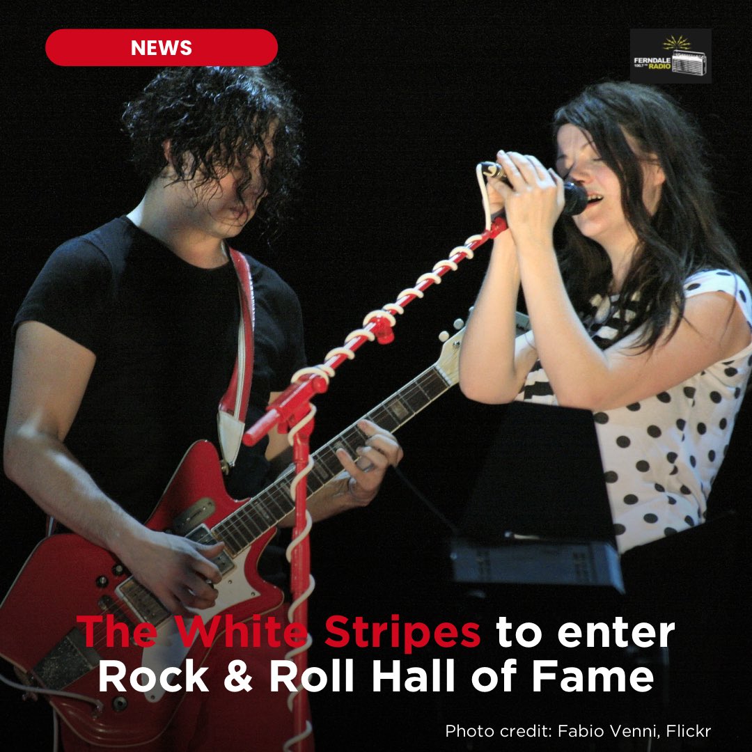 FerndaleRadio's tweet photo. The White Stripes will be inducted into the @rockhall this fall after disbanding in 2011. The 2025 class also includes Soundgarden, Cyndi Lauper, Outkast, Chubby Checker and more. The ceremony takes place Nov. 8 at the Peacock Theater in Los Angeles. https://t.co/hmpVe40ECi