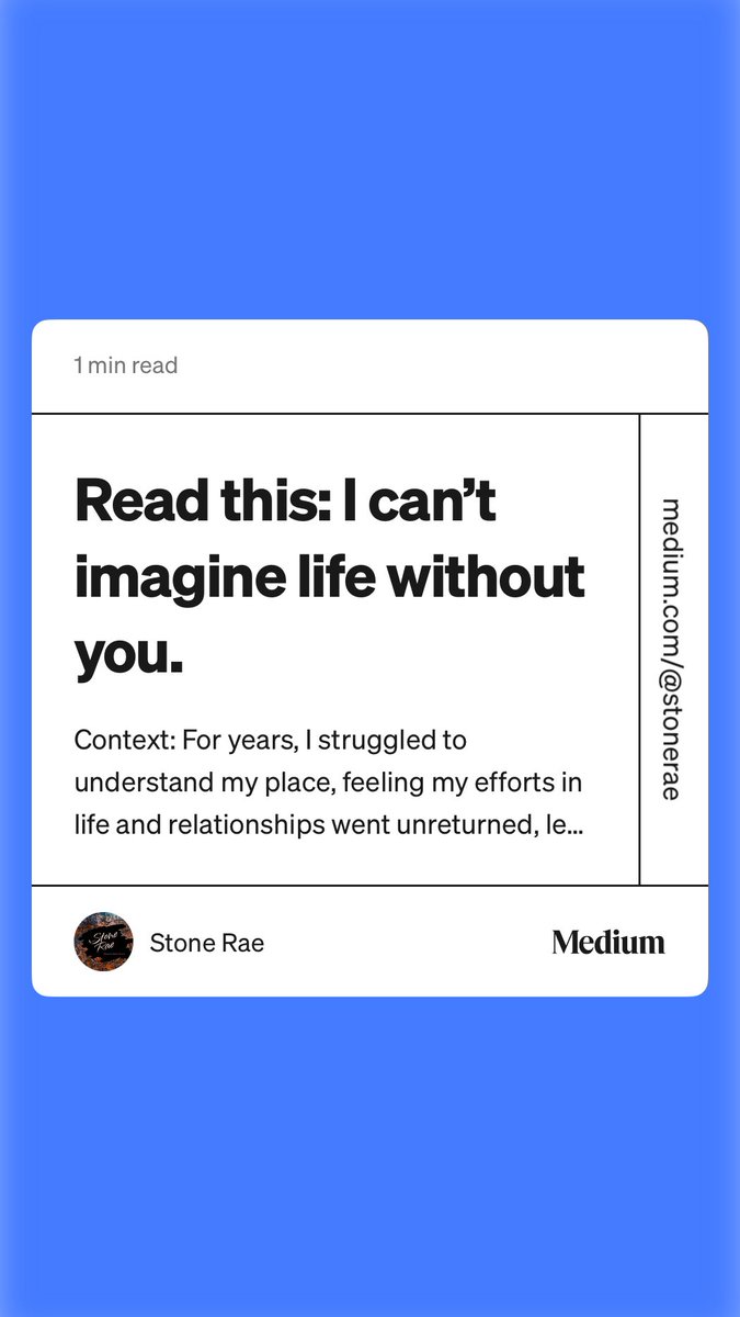 “Read this: I can’t imagine life without you.” by Stone Rae medium.com/@stonerae/read…