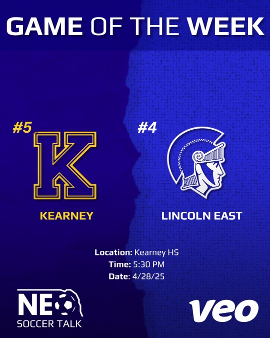 𝗚𝗮𝗺𝗲 𝗼𝗳 𝘁𝗵𝗲 𝗪𝗲𝗲𝗸

It’s a top-five showdown in Class A girls to kickoff the final week of the regular season as No. 4 <a href="/LEGirlsSoccer/">Lincoln East Girls Soccer</a> travels to take on No. 5 <a href="/KHSLCatsSoccer/">KHS Girls Soccer</a>.  

🗓️: April 28
⏰: 5:30 PM  
🏟️: Kearney HS

#nebprepsoccer