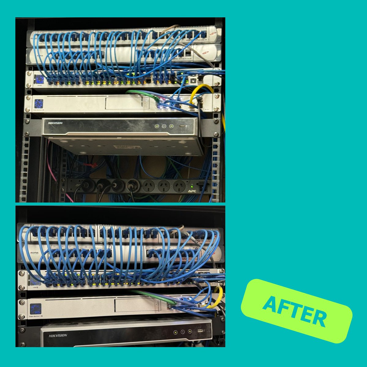 yitd_au's tweet image. Our kind of glow up! 💡 From cable chaos to a clean, high-performance setup.

❌ Messy cabinets = downtime, overheating, security risks
✅ Organised = better airflow, faster fixes, scalability

Simplify your IT. Connect with us: zurl.co/IXajc 

#NetworkUpgrade #PerthIT