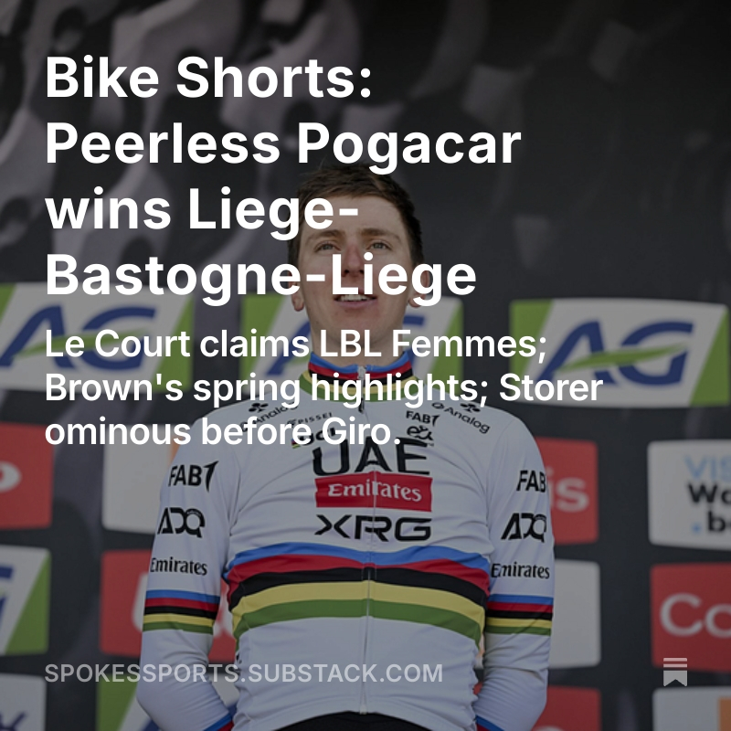 Come the Tour de France, Jonas Vingegaard may need the mental fortitude of the Dalai Lama to combat the momentum Tadej Pogacar now has behind him. 

<a href="/spokessports/">spokessports</a> 

spokessports.substack.com/p/bike-shorts-…