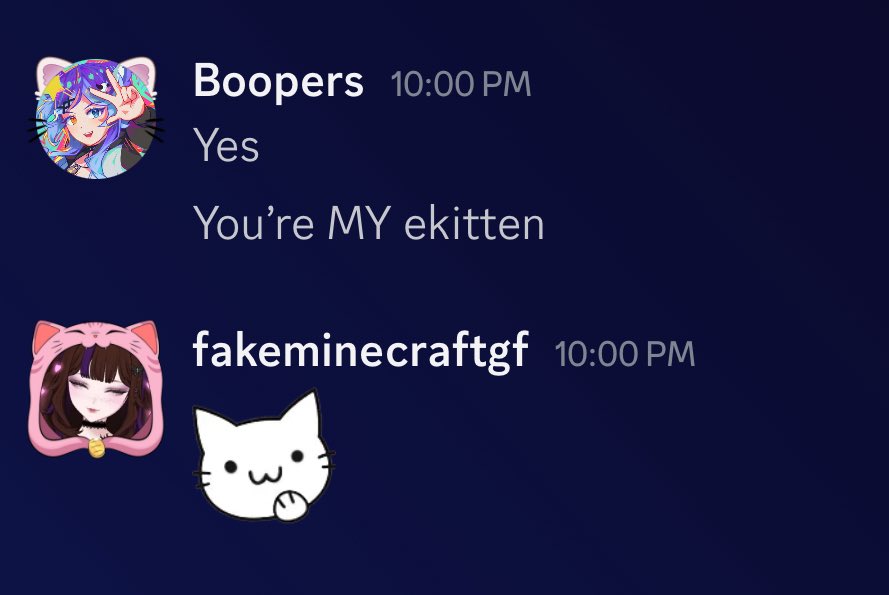 fakeminecraftgf's tweet photo. it’s official #ImHers #taken #ekitten #boopsekitten #winning https://t.co/l20ol2a70o