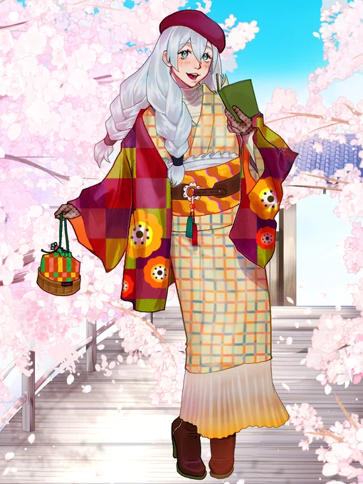 トミーウォーカー様にて「お披露目服 spring-collection」立ち絵納品致しました。 着物のデザイン等は全面的にお任せいただき、春らしいレトロポップな雰囲気で楽しく描かせて頂きました 『ルートエデン』(C)銀音・カトラ/有井/ #トミーウォーカー #TW8 #ルートエデン