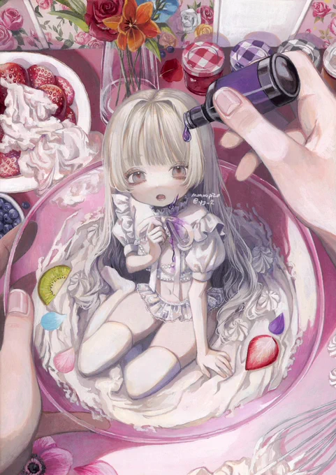 アクリルガッシュで女の子を描いてます。 #GWアナログ絵祭り 