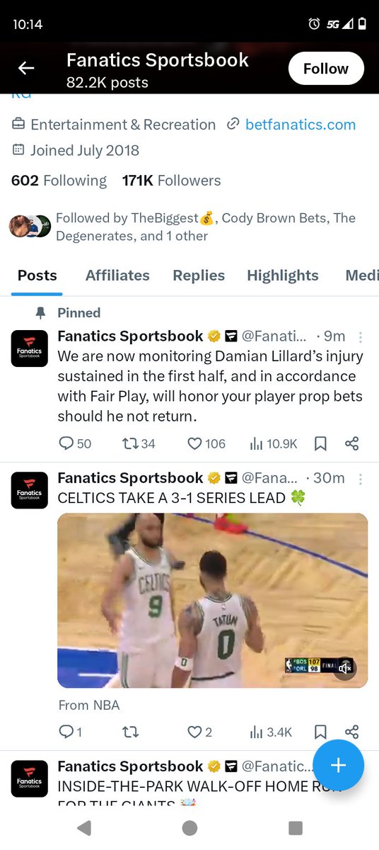 capone30444's tweet photo. Take note @FDSportsbook this is why I will be taking my gambling to @FanaticsBook they are voiding Dame Lillard y'all are greedy as shit and won't void and I guarantee you that you lose mad customers to fanatics https://t.co/4YCuuCRlYB