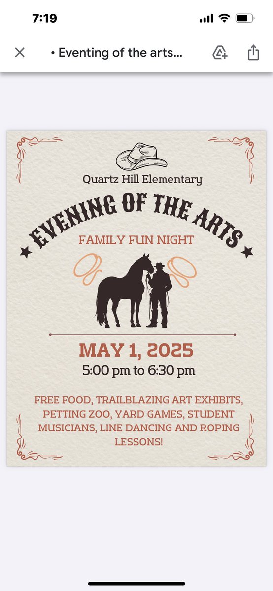 QH TrailBlazer families: May 1 - free Evening of the Arts , Family fun and food!!5-6:30 .