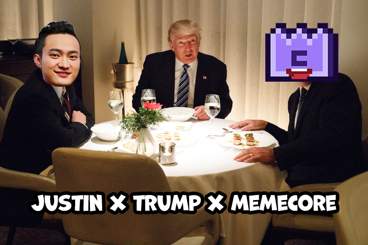 MemeCore_ORG's tweet photo. Will there be any opportunity to sit next to @realDonaldTrump &amp; @justinsuntron?

#MeCo #MemeCore https://t.co/p5PFhFIX7S