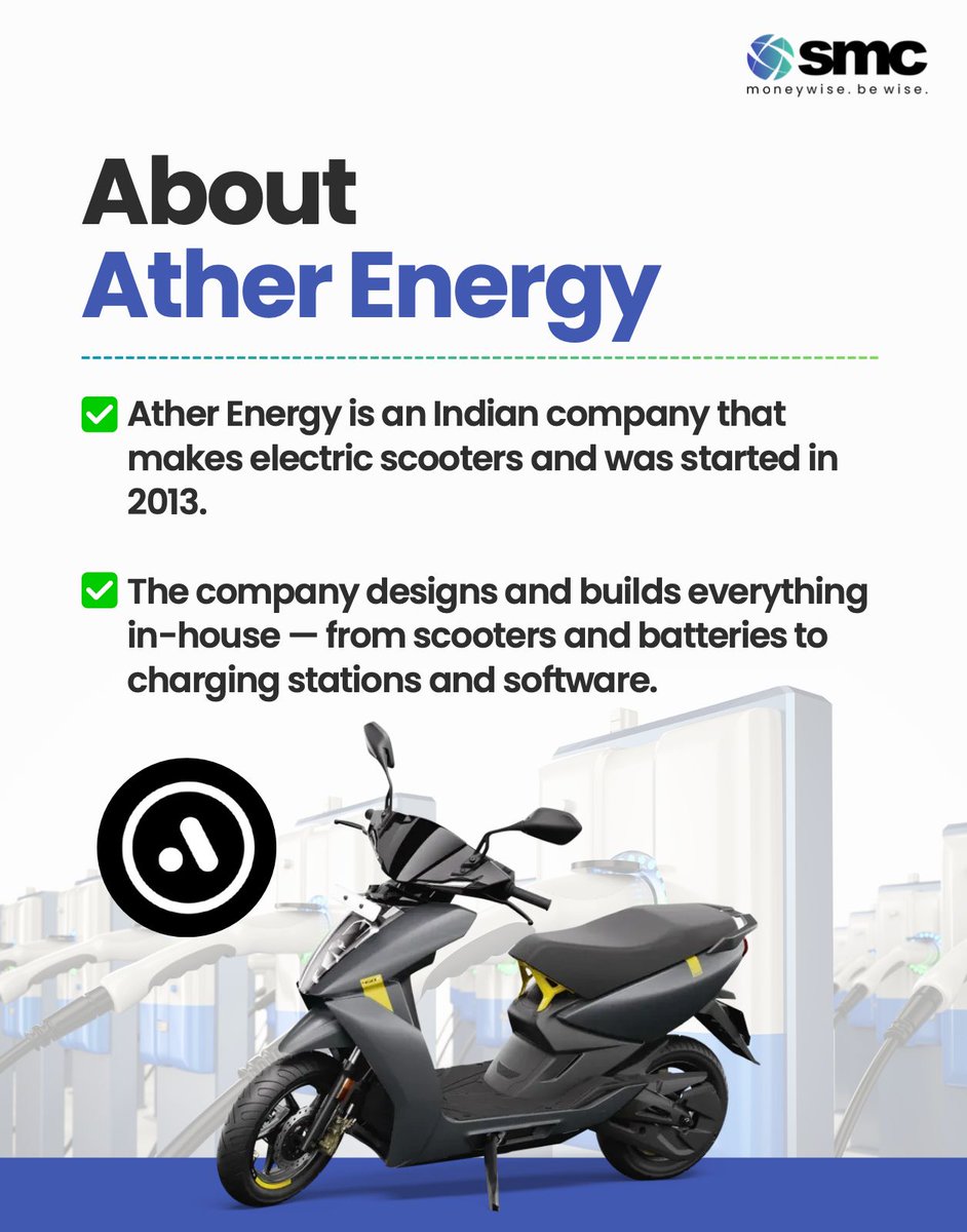 3 What is Ather Energy Started in 2013, Ather is an EV company that does everything in house Scooters Batteries Charging Stations Software Thats rare. Its not just a vehicle company its a tech powered EV ecosystem. https t 3 What is Ather Energy Started in 2013, Ather is an EV company that does everything in house Scooters Batterie...