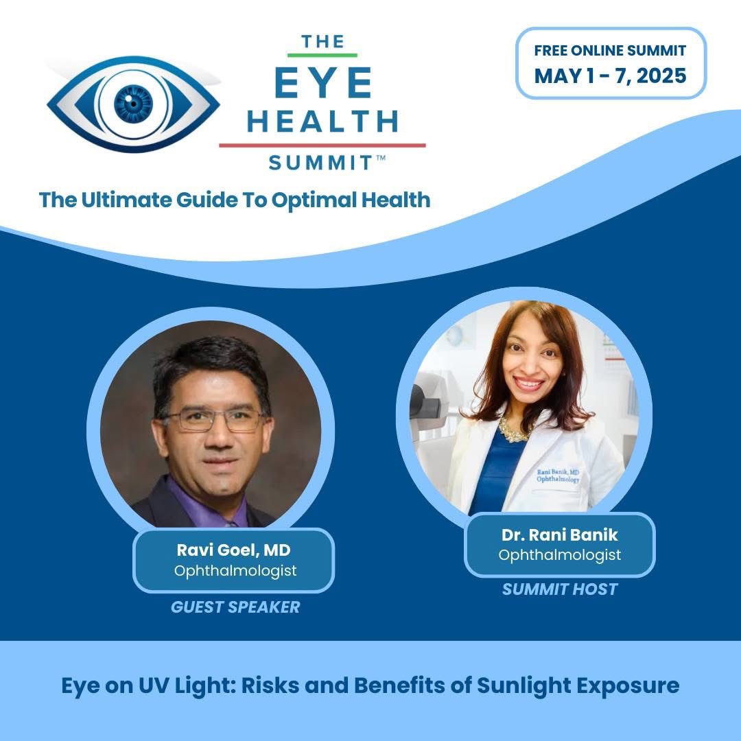 RaviGoelMD's tweet image. This week! Join us FREE for the Inaugural 2025 Eye Health Summit™. Dr Rani Banik, MD, also known as America’s Integrative Ophthalmologist, is hosting the eye care event of the year, and I’m thrilled to be part of it. Register FREE Online: theeyehealthsummit.com/register?am_id…