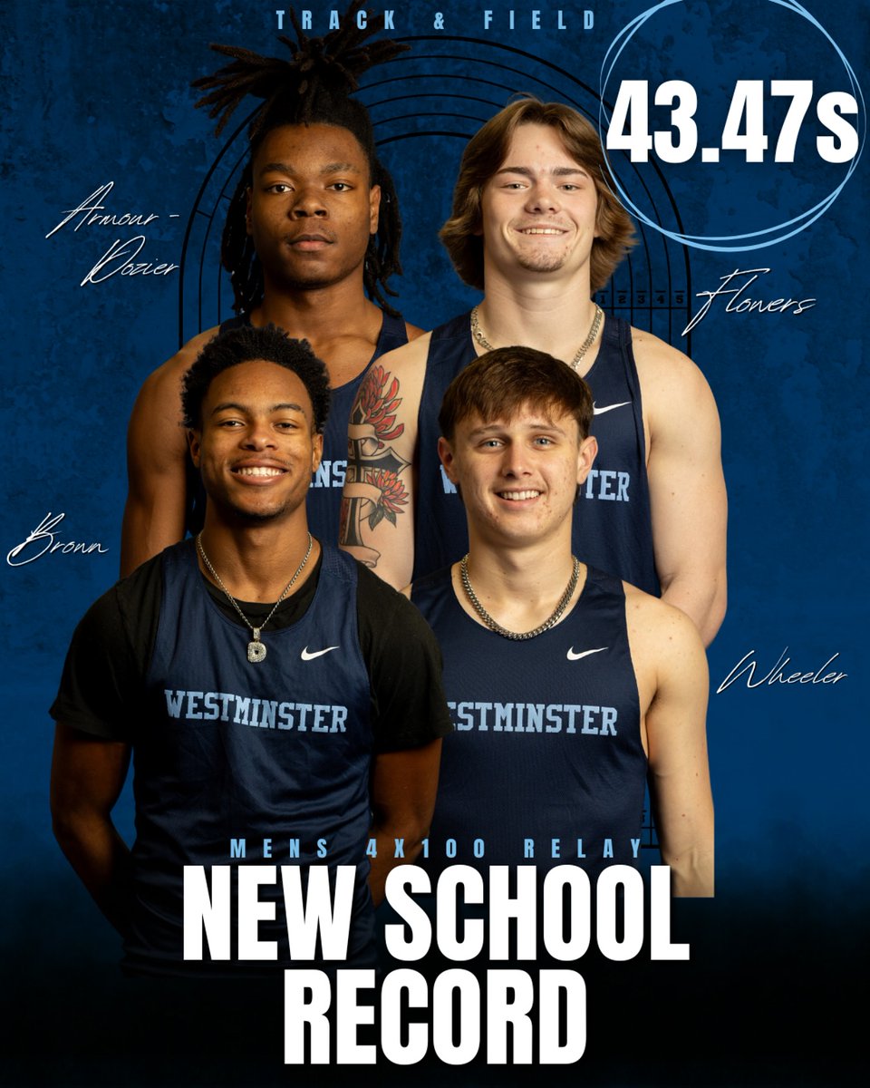 🚨New Record🚨
Isaac Armour-Dozier, Dailian Brown, Ashton Wheeler, and Mos Flowers set a new school record at the SLIAC Outdoor Championship in the men’s 4x100 meter relay with a time of 43.47s!