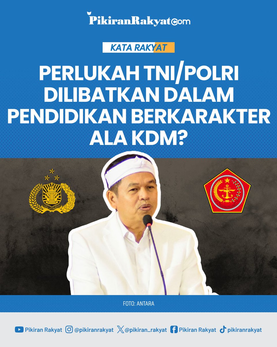 pikiran_rakyat's tweet image. Gubernur Jawa Barat, Dedi Mulyadi akan melibatkan TNI/Polri dalam program pembinaan bagi siswa 'nakal' yang ada di Jabar. Apakah hal ini dapat membuat siswa 'nakal' manjadi lebih baik?
.
#Jabar #Sekolah #DediMulyadi