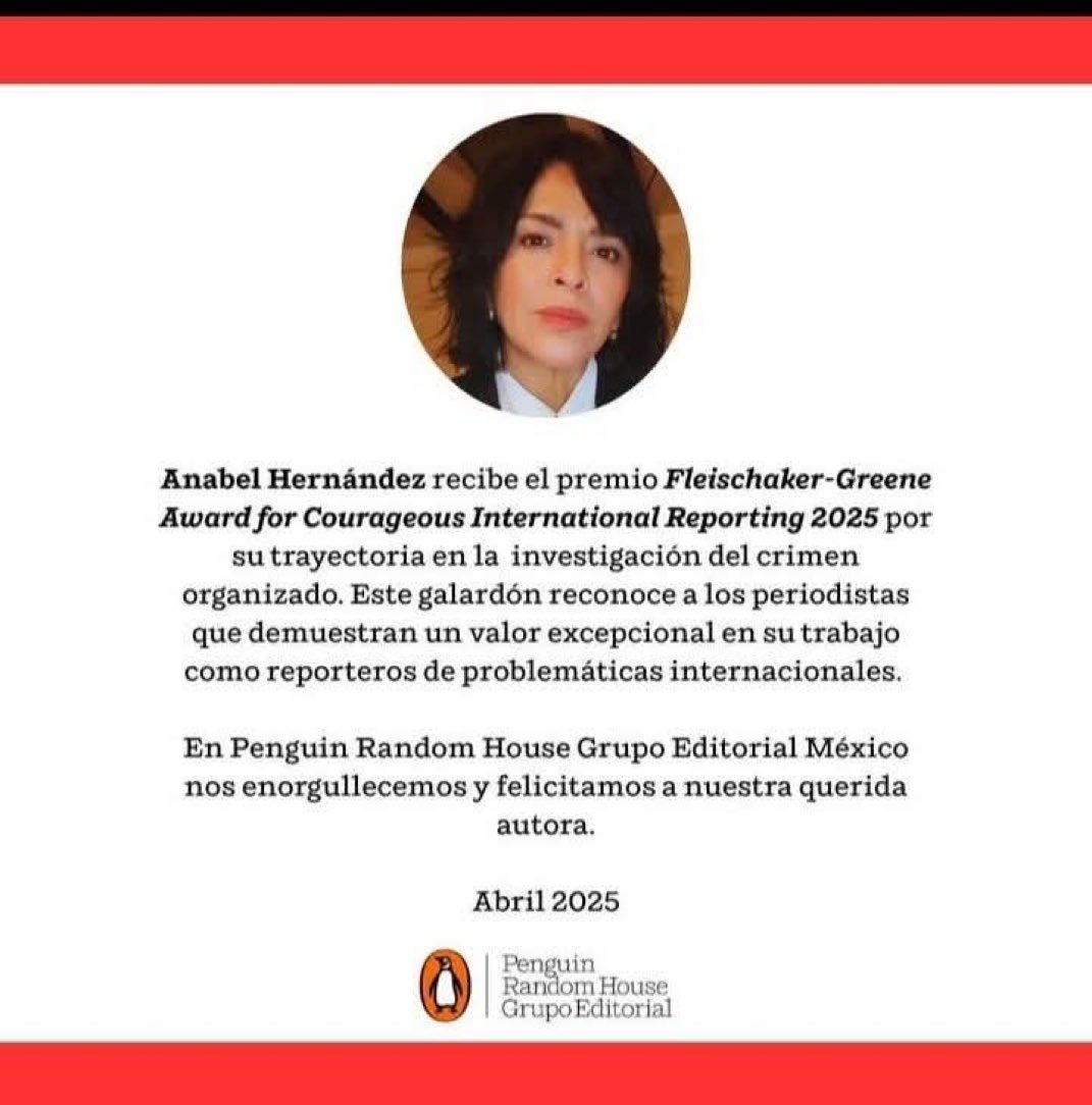 SocCivilMx's tweet photo. 👏📚 Todo el respeto para Anabel Hernández por no doblarse ante el miedo y seguir destapando la verdad 💥🕵️‍♀️

Y gracias a @penguinlibrosmx por publicar lo que incomoda al poder 😤📖

Leer es resistir. 💪📝
#PrimeroLasFamilias #NoMásPoderAlPoder https://t.co/wsoBZsBBXC