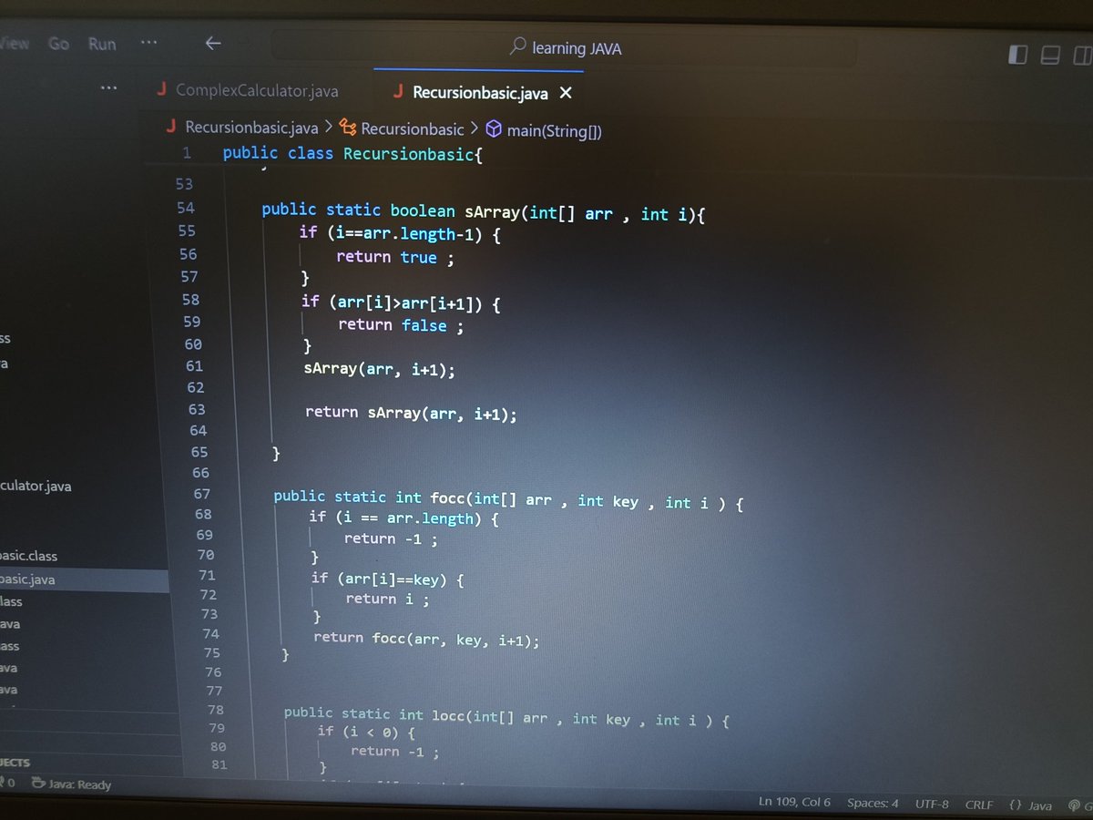 devnarware's tweet image. Forgot to update yesterday, but yeah, finished the basics of recursion
Now time to dive into some good level problems.
#Java #Programming #LearningJava