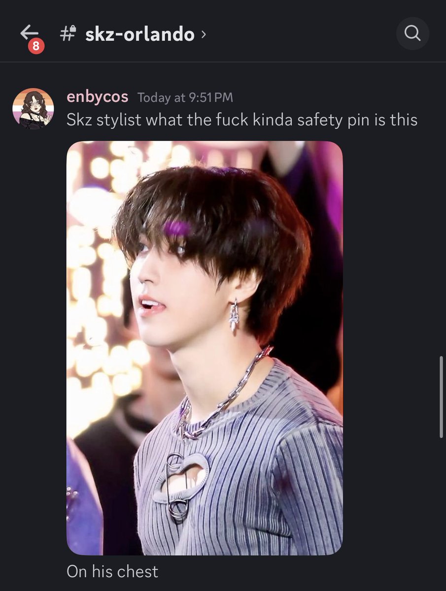 Enbycos's tweet photo. You can say outfit planning for the Orlando show is going well. 

Not pictured: me googling various safety pin terms for like an hour and a half prior to going to the group chat

#StrayKids #skz #StrayKids_dominATE https://t.co/DLjZmESN2a