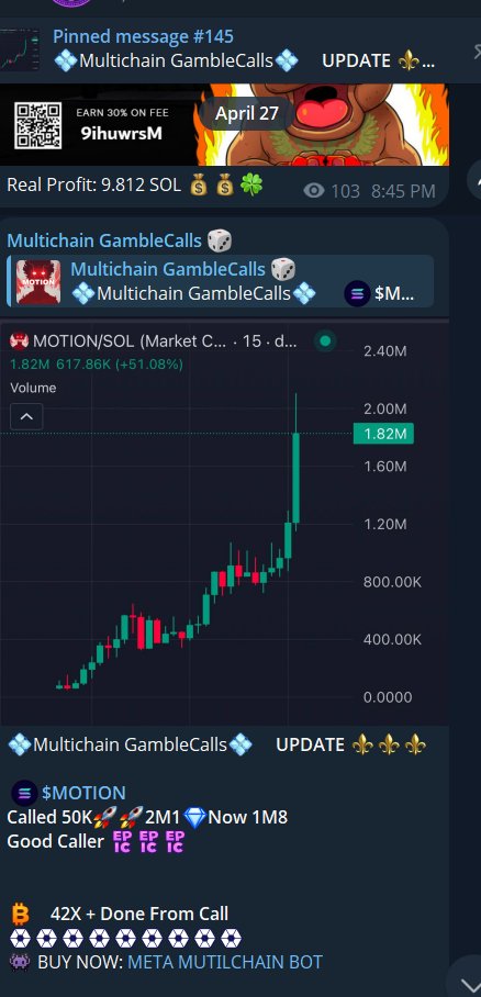 RicoCalll's tweet photo. $MOTION/#SOL ⚡️42X⚡️

From 22X to 42X  And Still Climbing!
Channel https://t.co/dmPCraS4bW keeps delivering massive gains momentum is unstoppable!

BOT TRADE: https://t.co/t4miQZNWRv

#Crypto #MemeCoin #CryptoTrolls #BTC #BNB #ETH #memecoin1000x #SUI #ADA #Trump #House https://t.co/3Htan2T02w