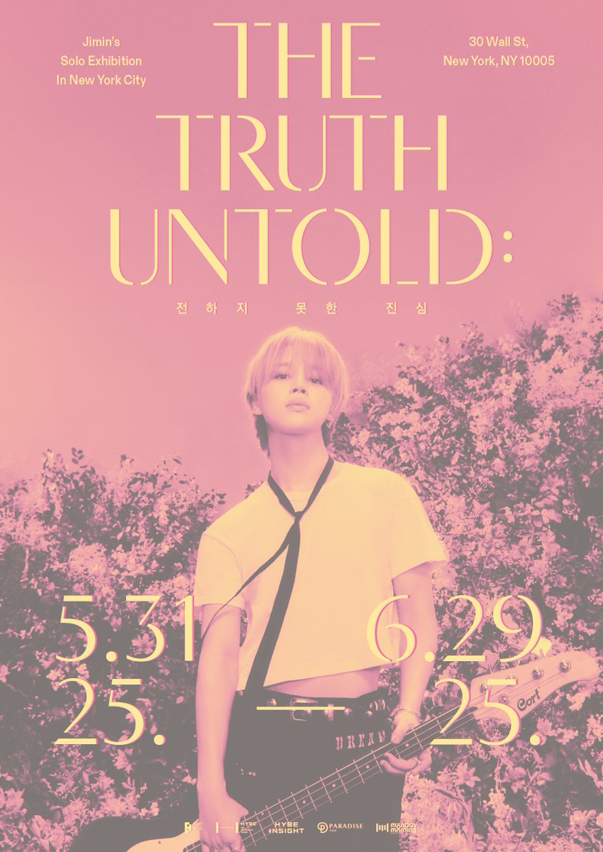 [HYBE INSIGHT] Jimin Exhibition ‘The Truth Untold : 전하지 못한 진심’ in NYC, Ticketing Information🌹

🔗 For more details:
weverse.io/bts/notice/267…

#지민 #Jimin #Jimin_MUSE #Jimin_FACE #TheTruthUntold #전하지못한진심 #HYBEINSIGHT #NYC #Newyorkcity