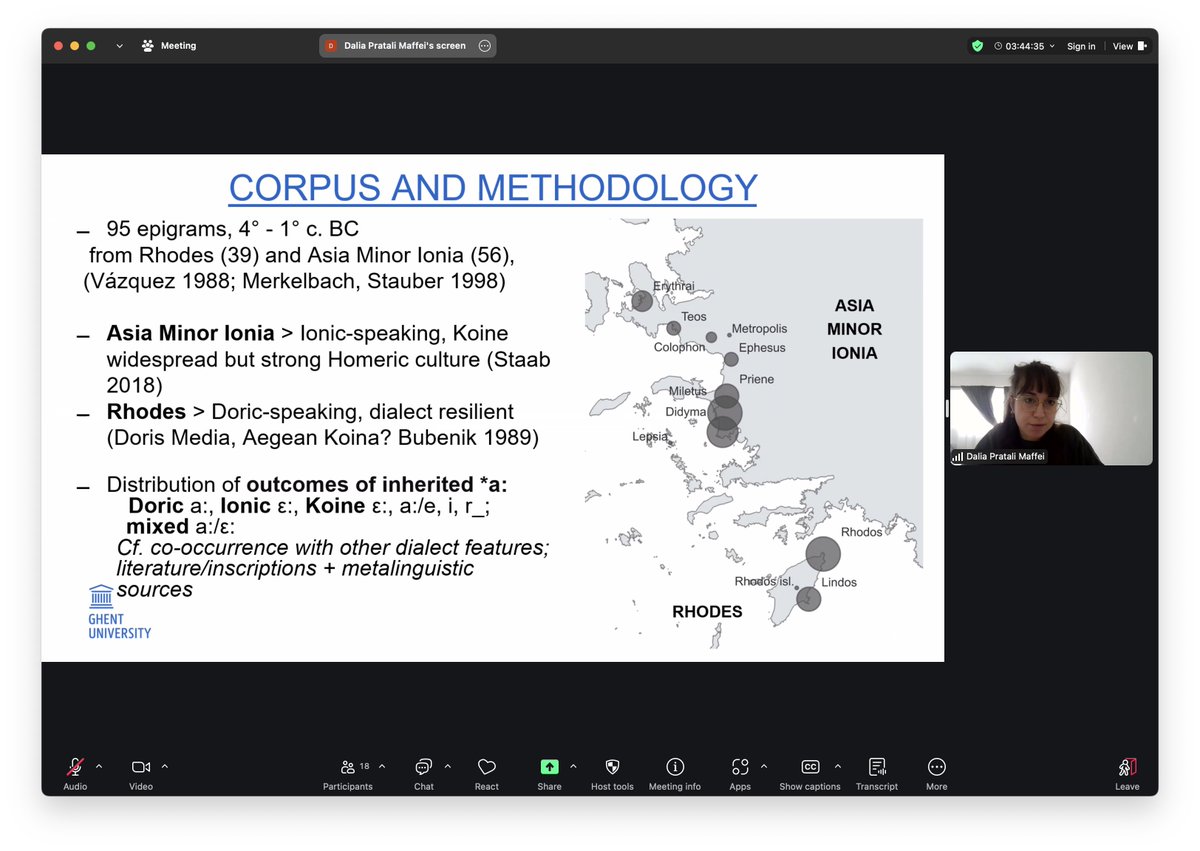 Dalia Pratali Maffei (U Gent) with her third-wave analysis of the #historicalsociolinguistics of Ancient Greek dialects on Day 3 of the 2025 #NARNiHS Research Incubator (4/27/2025) was the perfect conclusion to a successful, star-studded event!