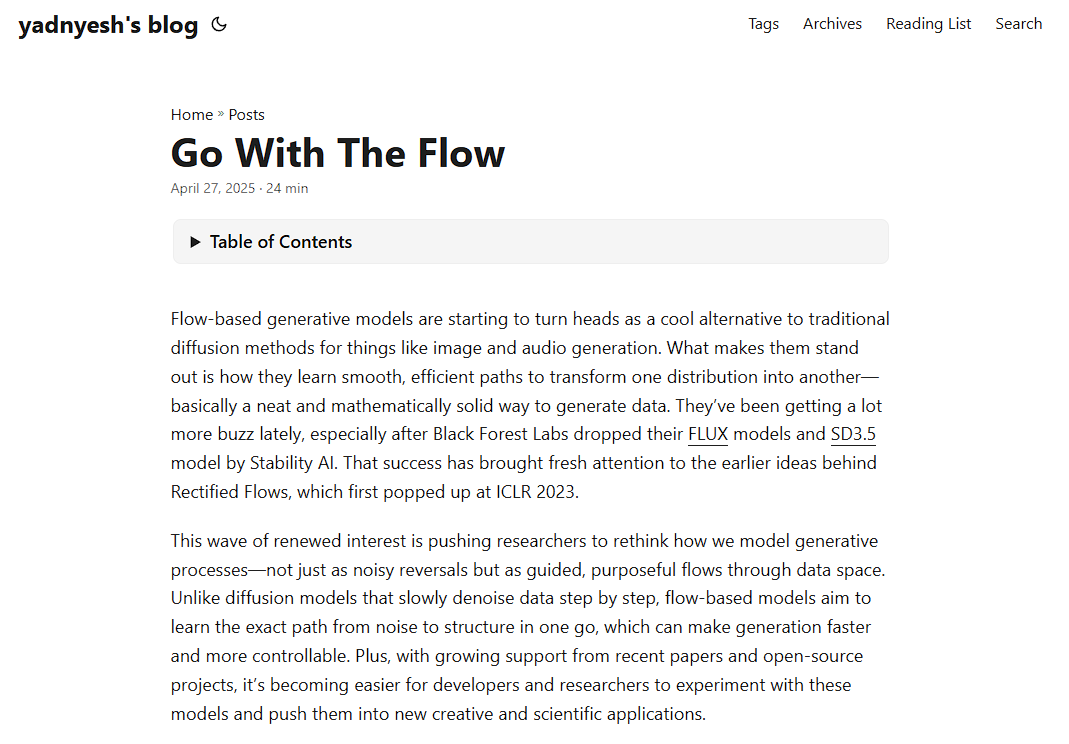novasarc01's tweet image. Just published my blog site along with a new blog &quot;Go with the Flow&quot; - I&apos;ve been diving deep into flow-based models over the past few months, and this is the first part where I break down how they work internally. I have covered topics like Normalizing Flows, Flow Matching,…