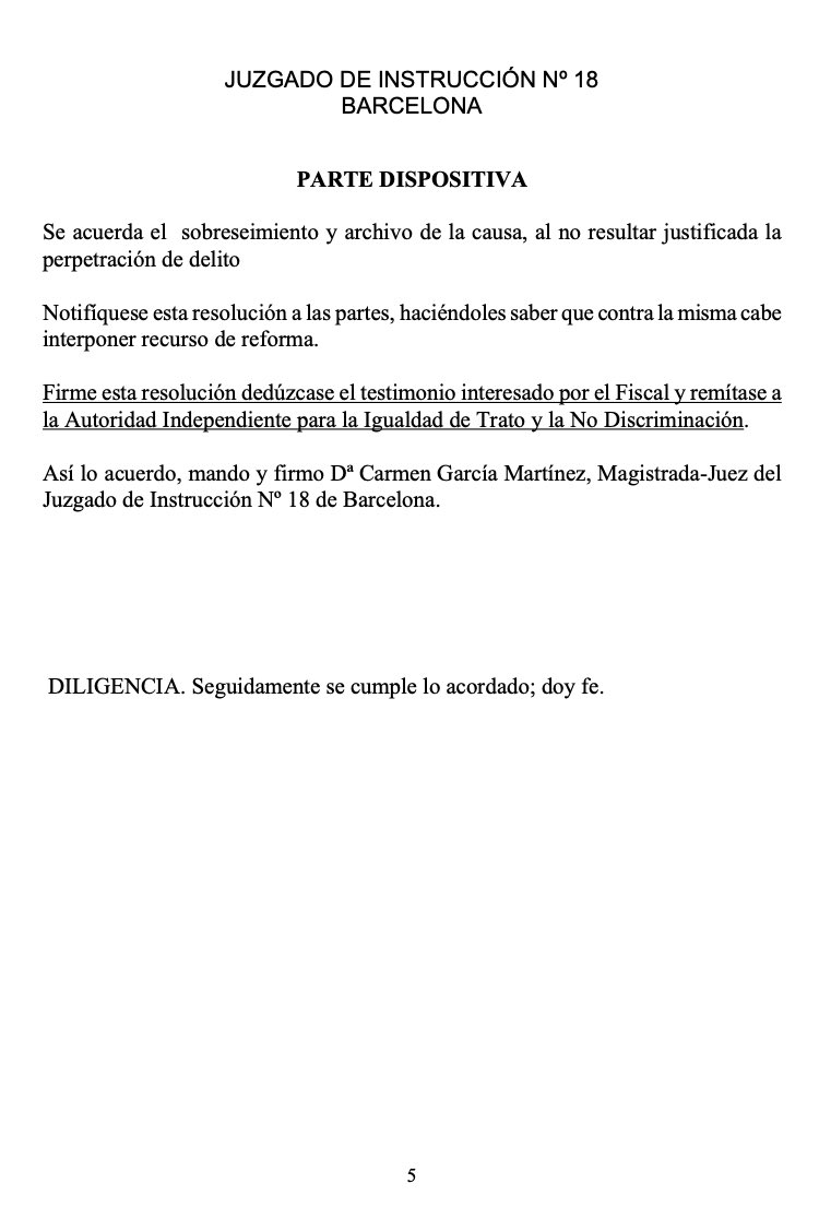 Arxivada la demanda de Vinicius Jr contra dos seguidors del FC Barcelona acusats de racisme.

"La magistrada acorda el “sobreseimiento y archivo de la causa, al no resultar justificada la perpetración de delito”.