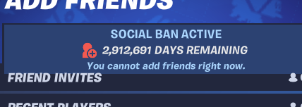 just been social banned for 3 million days wtf cunt