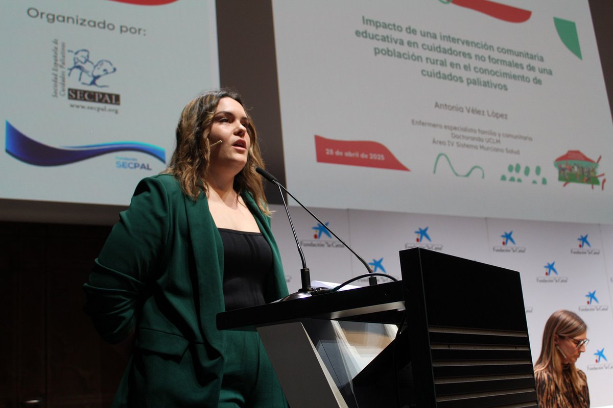 secpal_'s tweet photo. Antonia Vélez, enfermera especialista en Enfermería Familiar y Comunitaria, habla sobre el impacto de una intervención educativa en cuidadores no formales de una población rural en el conocimiento de los #cuidadospaliativos (+) https://t.co/rt4CYuHMP0