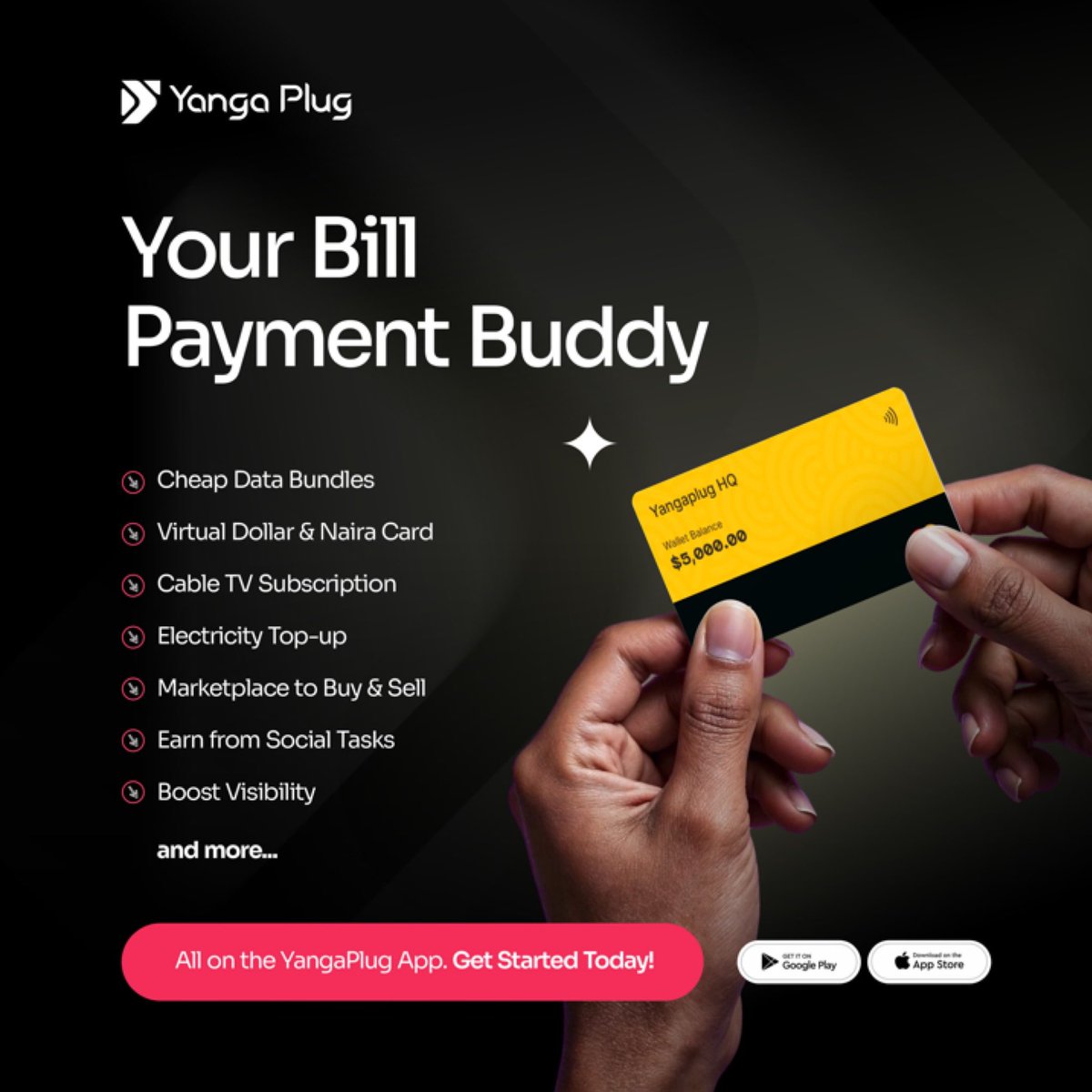 yangaplug's tweet photo. Another week to make things easy, affordable, reliable, and seamless.

Your bill payment buddy
The Yangaplug App.

Available on iOS and Android.
Enjoy ☺️ 

#Yangaplug #billpaymentapp https://t.co/WiSyE4CEla