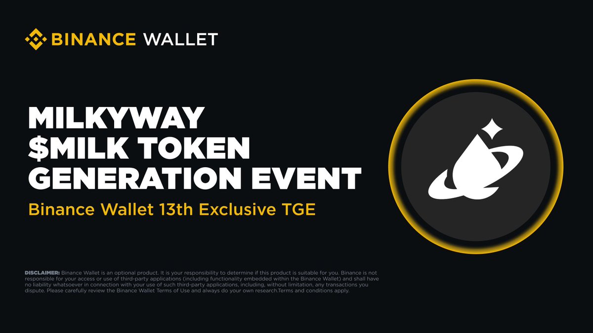 Binance Wallet (@binancewallet) on Twitter photo Join the 13th Exclusive TGE on #Binance Wallet with <a href="/milky_way_zone/">MilkyWay 🥛</a> via <a href="/PancakeSwap/">PancakeSwap</a>.
🗓️ Subscription: April 29, 2025 from 8:00 AM - 10:00 AM UTC
📜 Eligibility: The required Alpha Points threshold will be announced on April 29 before the subscription starts.
🎁 Additional Join the 13th Exclusive TGE on #Binance Wallet with <a href="/milky_way_zone/">MilkyWay 🥛</a> via <a href="/PancakeSwap/">PancakeSwap</a>.
🗓️ Subscription: April 29, 2025 from 8:00 AM - 10:00 AM UTC
📜 Eligibility: The required Alpha Points threshold will be announced on April 29 before the subscription starts.
🎁 Additional