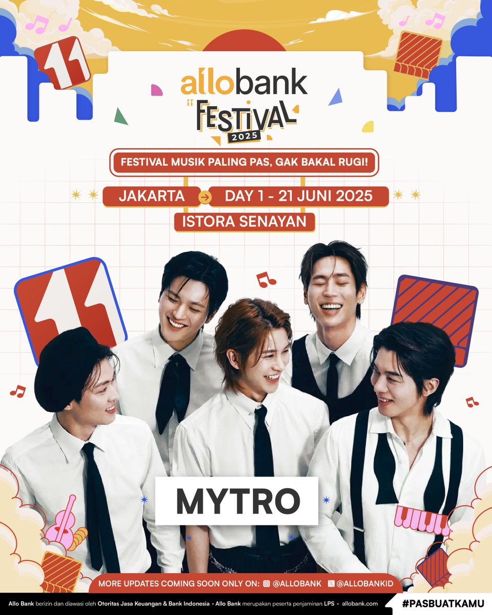 Gureum Wiro Naraolla, Duriseo Bomb, Bomb, Bomb~ 

Siap-siap joget bareng MYTRO di Allo Bank Festival 2025! 

Yuk, Stay tuned di media sosial Allo Bank untuk informasi lebih lanjut 💛

#MYTRO
#AlloBankFestival2025
#Jakarta
#PasBuatKamu