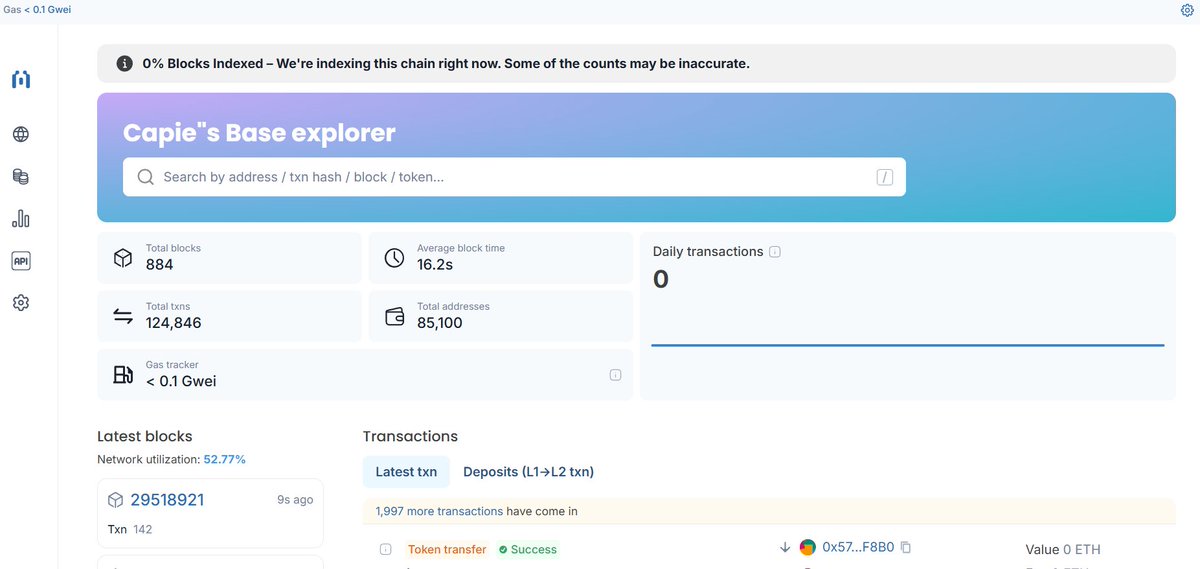 scoutingcapie's tweet photo. 🐹Just deployed my own Base Explorer with my own RPC!    

The process took me less than 10 minutes! 

You can deploy yours with Autoscout by @blockscout: 

https://t.co/yhM4dYEmnI https://t.co/5KiaNq3fNI