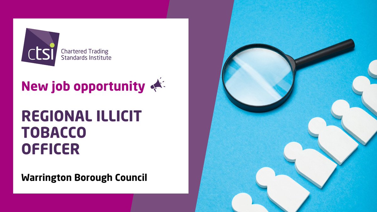 📢 Warrington Borough Council is recruiting a Regional Illicit Tobacco Officer to carry out direct enforcement as well as contribute to strategies and plans tackling demand for and supply of illegal tobacco in the region.

Visit ➡️ tradingstandards.uk/practitioners/…