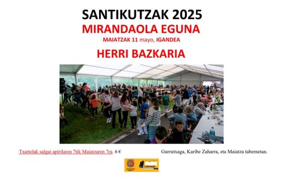 📢Mirandaola Eguneko herri bazkarirako tiketak salgai Maiatzaren  7ra arte
👉legazpi.eus/albisteak/item…
#legazpiherria