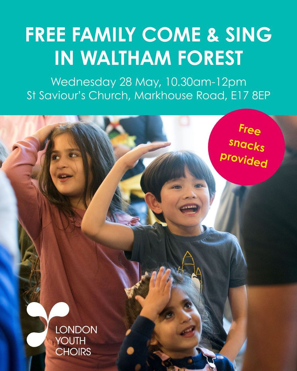 Looking for a free half-term activity to do as a family?

LYC is running a free 'Come &amp; Sing' session for young people age 6-11 and their families - younger siblings also welcome! 🎶

📅Wed 28 May
🕰️10.30am-12pm
📍St Saviour's Church, Walthamstow

Sign up: buff.ly/WBjGSWS
