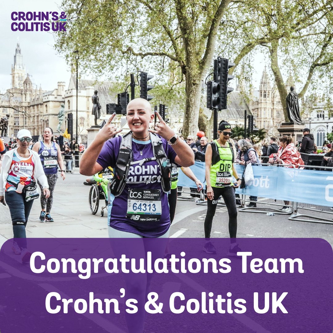Huge congratulations to all Crohn’s &amp; Colitis UK London Marathon runners — you ran, you inspire, you’re making a difference! 🏅💜

#LondonMarathon #TCSLondonMarathon #Crohns #Colitis #InflammatoryBowelDisease #IBD