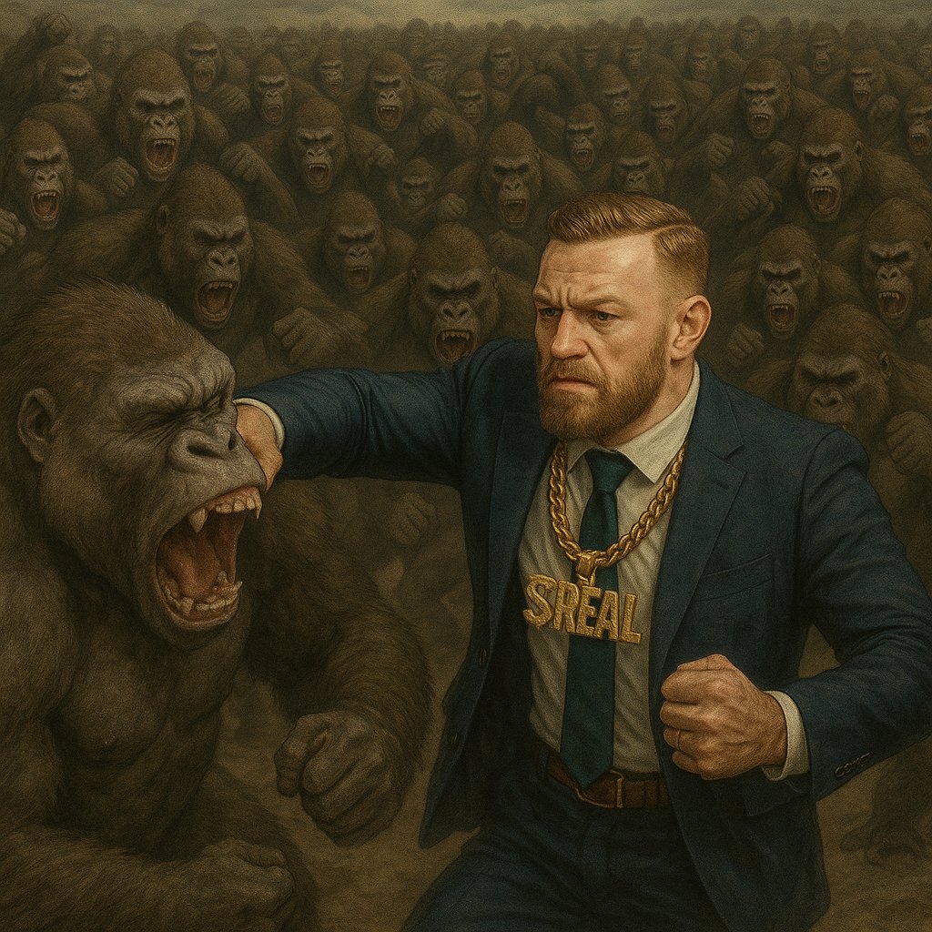 getrealtoken's tweet photo. 99x gorillas vs 1x @TheNotoriousMMA 

The gorillas stand zero chance https://t.co/t9aCTyEb5g