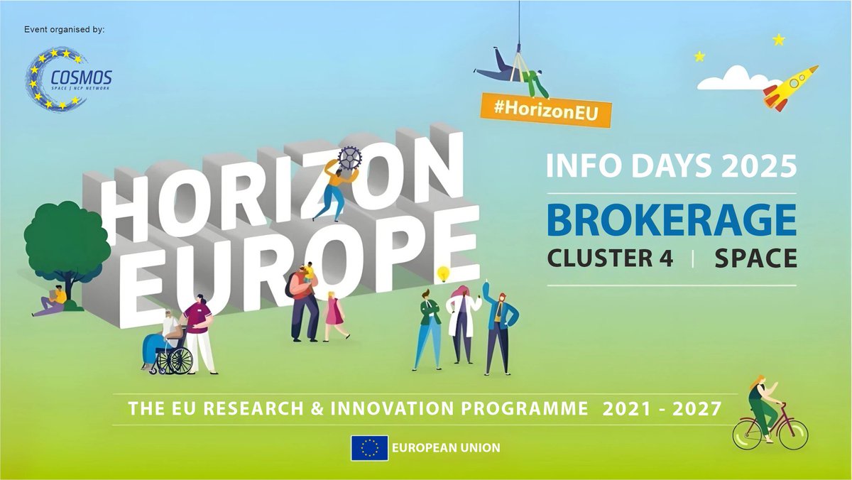 The brokerage events for Cluster 4 Info Days  are open for registration:
📅14.05: By <a href="/ncp4industry/">NCP4Industry Network</a>  for  INDUSTRY calls: lnkd.in/dTK_ihae
📅15-16.05: By IDEAL-IST for digital calls: lnkd.in/dN2tSN-s
📅19.05: By <a href="/EUSpaceNCPs/">COSMOS4HE</a>  for SPACE calls: 
lnkd.in/dp2U3yeY