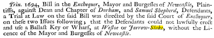 PeterMGilliver's tweet photo. @JHCPAL @SouthTyneLibs ...and now, @JHCPAL, I have looked into it, a bit. In fact references to Jarrow Slake go back at least to the below, from Henry Bourne's History of Newcastle, which may be quoting something even earlier. Noted, for when the entry gets revised. #ongoingresearch https://t.co/oEpBPQuTQt