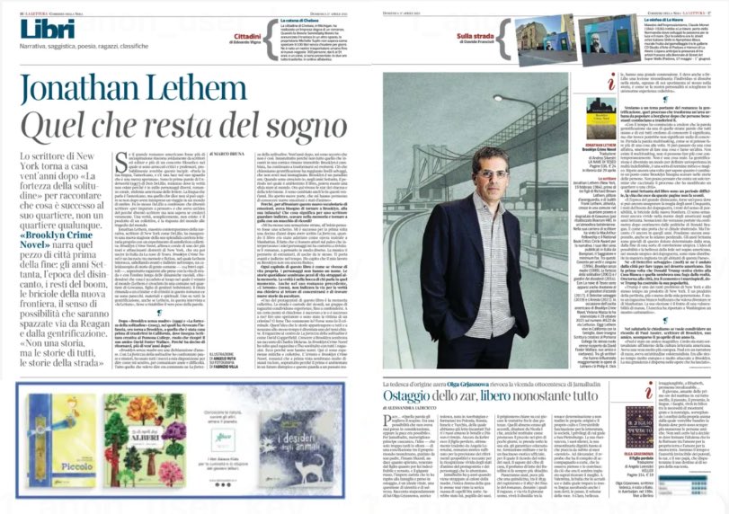Uno dei protagonisti di questo libro è la memoria collettiva. La strada è custode dei ricordi, un gruppo di ragazzini condividono esperienze, fino a confondersi. Non una storia, ma le storie di tutti, le storie della strada.

Jonathan Lethem torna in libreria con “Brooklyn Crime