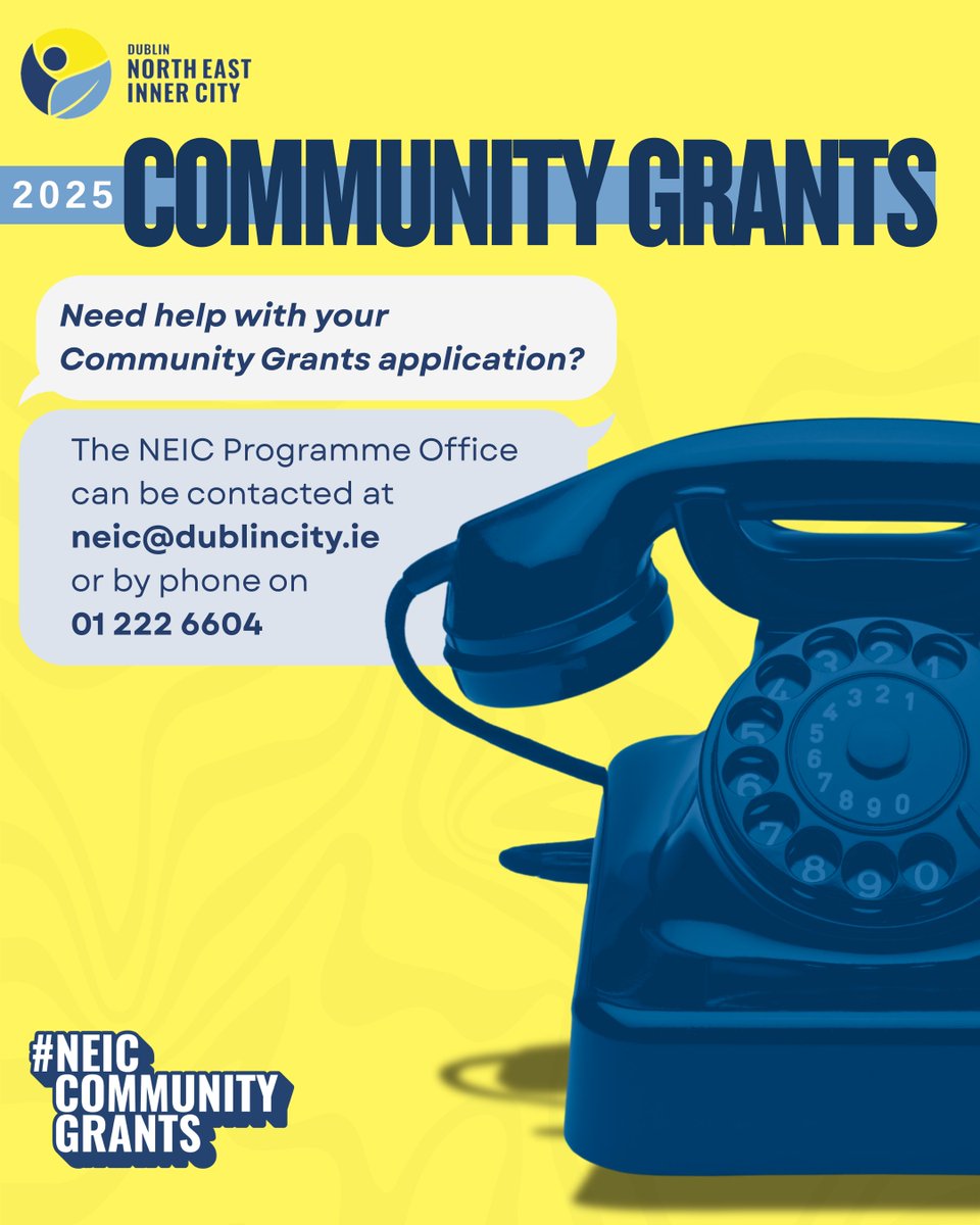 NEIC (@neic_dublin) on Twitter photo Need help with your NEIC Community Grants
application? The NEIC Programme Office is here to assist!
Email neic@dublincity.ie or call 01 222 6604🌞
🔗Link in bio
#NEIC #CommunityGrants Need help with your NEIC Community Grants
application? The NEIC Programme Office is here to assist!
Email neic@dublincity.ie or call 01 222 6604🌞
🔗Link in bio
#NEIC #CommunityGrants