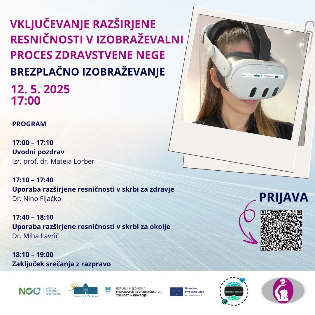 INOTEH-ZDRAV (@inotehzdrav) on Twitter photo ๐ Free educational event.
๐น We will explore how augmented reality opens new opportunities in nursing education.
โ๐๐จ๐ซ๐ ๐ข๐ง๐๐จ๐ซ๐ฆ๐๐ญ๐ข๐จ๐ง ๐๐ง๐ ๐ซ๐๐ ๐ข๐ฌ๐ญ๐ซ๐๐ญ๐ข๐จ๐ง: bit.ly/42ZPpM9
#univerzavmariboru #NOO #NextGenerationEU #EUsredstva #MVZI #InTECHiE ๐ Free educational event.
๐น We will explore how augmented reality opens new opportunities in nursing education.
โ๐๐จ๐ซ๐ ๐ข๐ง๐๐จ๐ซ๐ฆ๐๐ญ๐ข๐จ๐ง ๐๐ง๐ ๐ซ๐๐ ๐ข๐ฌ๐ญ๐ซ๐๐ญ๐ข๐จ๐ง: bit.ly/42ZPpM9
#univerzavmariboru #NOO #NextGenerationEU #EUsredstva #MVZI #InTECHiE