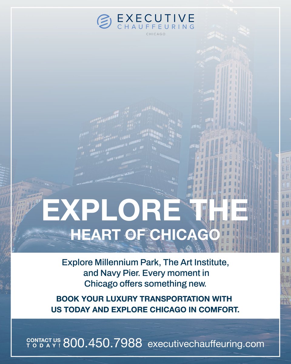 ExecutiveCars's tweet photo. Start your adventure with Millennium Park, The Art Institute, and Navy Pier. From architecture tours to lakefront sunsets, every moment is a new discovery.
Book your luxury ride today! 🚗💨
📞 800.450.7988
🌐 https://t.co/rvg4keRtfm
#chicagotravel #explorechicago #luxurytransport https://t.co/CPnlOvQz5W