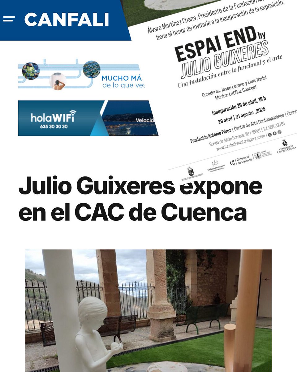 Julio Guixeres @espai_home presenta #espaiendbyjulioguixeres “Espai End” en el Centro de Arte Contemporáneo de Cuenca (CAC), @fundacionantonioperez 
La instalación abre mañana a las 19h.
reflexión visual que transforma el espacio 
Hoy, destacado en CANFALI. @canfalimarinaalta