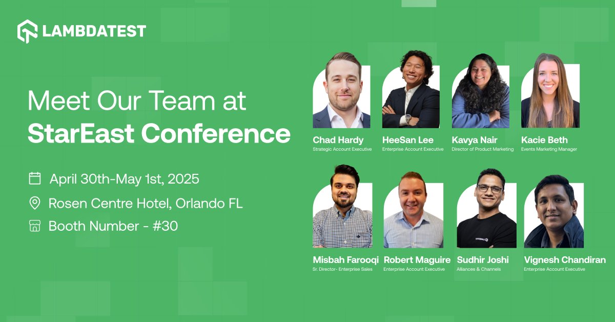 lambdatesting's tweet image. Ready to transform your testing workflow? Join us at booth #30 at StarEAST Conference as the LambdaTest team walks you through next-gen testing strategies.
What's in for you:
➡️ Experience AI-native testing in action
➡️ Exclusive tech insights from experts
➡️ Future-proof your…