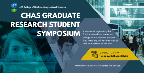 UCD College of Health & Agricultural Science (@ucd_chas) on Twitter photo Tomorrow’s the big day! 🔬
Join us for the CHAS #GraduateResearchDay on April 29th, showcasing brilliant research from across health, Ag & Vet sciences.
Don’t miss it! #UCDResearch #CHAS #GradResearch <a href="/ucdsnmhs/">UCD School of Nursing, Midwifery & Health Systems</a>
@ucd_research
<a href="/ucdagfood/">UCD School Ag & Food</a>
<a href="/ucdvetmed/">UCD School of Veterinary Medicine</a>
@ucdmedicine
<a href="/ucd_sphpss/">UCD Public Health, Physiotherapy & Sports Science</a> Tomorrow’s the big day! 🔬
Join us for the CHAS #GraduateResearchDay on April 29th, showcasing brilliant research from across health, Ag & Vet sciences.
Don’t miss it! #UCDResearch #CHAS #GradResearch <a href="/ucdsnmhs/">UCD School of Nursing, Midwifery & Health Systems</a>
@ucd_research
<a href="/ucdagfood/">UCD School Ag & Food</a>
<a href="/ucdvetmed/">UCD School of Veterinary Medicine</a>
@ucdmedicine
<a href="/ucd_sphpss/">UCD Public Health, Physiotherapy & Sports Science</a>