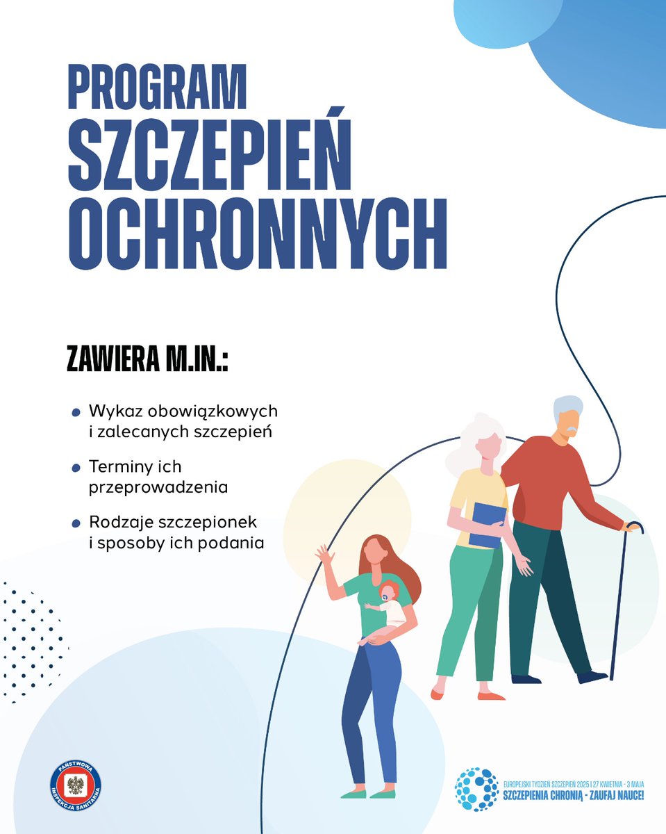 Program Szczepień Ochronnych w każdym kraju jest nieco inny.
W Polsce zalecenia przygotowuje:
 ✔ Zespół ds. Szczepień Ochronnych Ekspertów przy Ministrze Zdrowia
✔ Rada Sanitarno-Epidemiologiczna przy Głównym Inspektorze Sanitarnym.
Więcej: 👉 gov.pl/web/gis/szczep…
