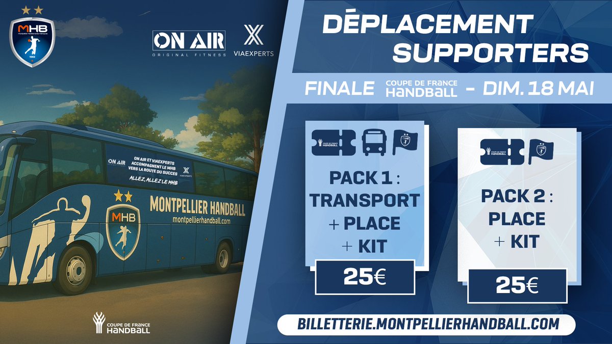 mhbofficiel's tweet image. 𝐓𝐨𝐮𝐣𝐨𝐮𝐫𝐬 𝐩𝐥𝐮𝐬 𝐚̀ 𝐏𝐚𝐫𝐢𝐬 ! 💙
Au vu de l&apos;engouement des supporters pour le déplacement sur la Finale de Coupe de France,  Via Experts &amp;amp; On Air Fitness se mobilisent en mettant à disposition des bus supplémentaires. 
▶️Vos places sur bit.ly/4kGM0bR