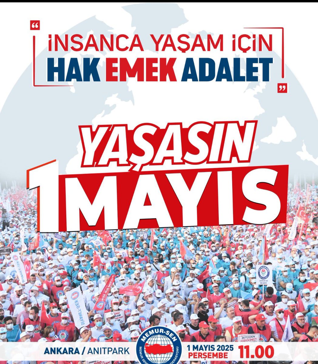 İnsanca Yaşam için,
Hak-Emek-Adalet için,
1 Mayıs'ta Ankara'dayız
Memur-Sen olarak ?1 Mayıs Emek ve Dayanışma Günü'nde Ankara'da buluşuyoruz.
Saat: 11.00 ANKARA-ANITPARK
Eryaman Optimum önünden Saat 10.00 da servis kalkacaktır. İletişim Bülent DURAK:0505 221 5877