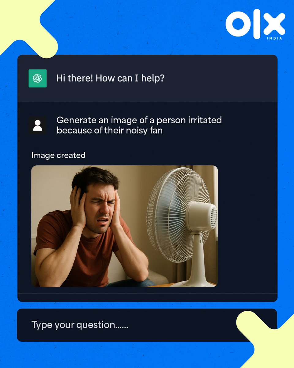 OLX_India's tweet photo. Even AI knows that OLX is the best solution for
you!
Visit our website now.
#OLXIndia #BuySellHassleFree #OLXKarBechDe #PrelovedDeals #SecondHandSeFirstClass #SmartShopping #DeclutterYourSpace #BudgetBuy #SellItOnOLX https://t.co/Ijnw2fxERj